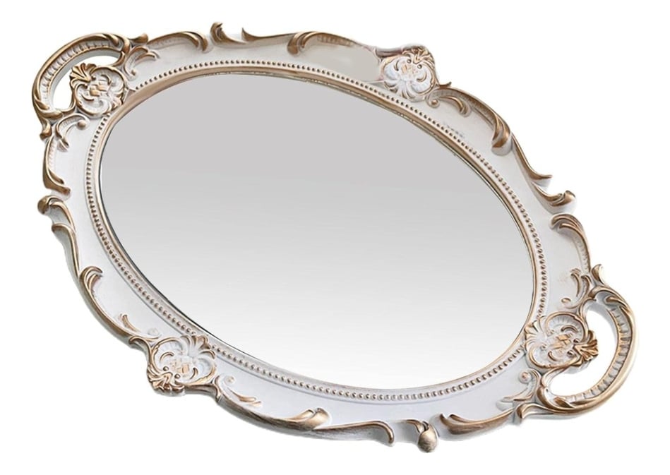 SET 2 BANDEJA ESPEJO DECORATIVA ORGANIZADOR BLANCA JHN - 1