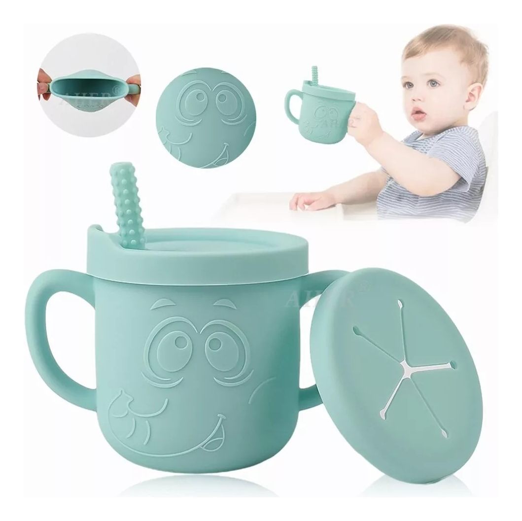 VASO TAZA PAJITA SILICONA BEBEDERO APRENDIZAJE ASA BEBE LAU - 2