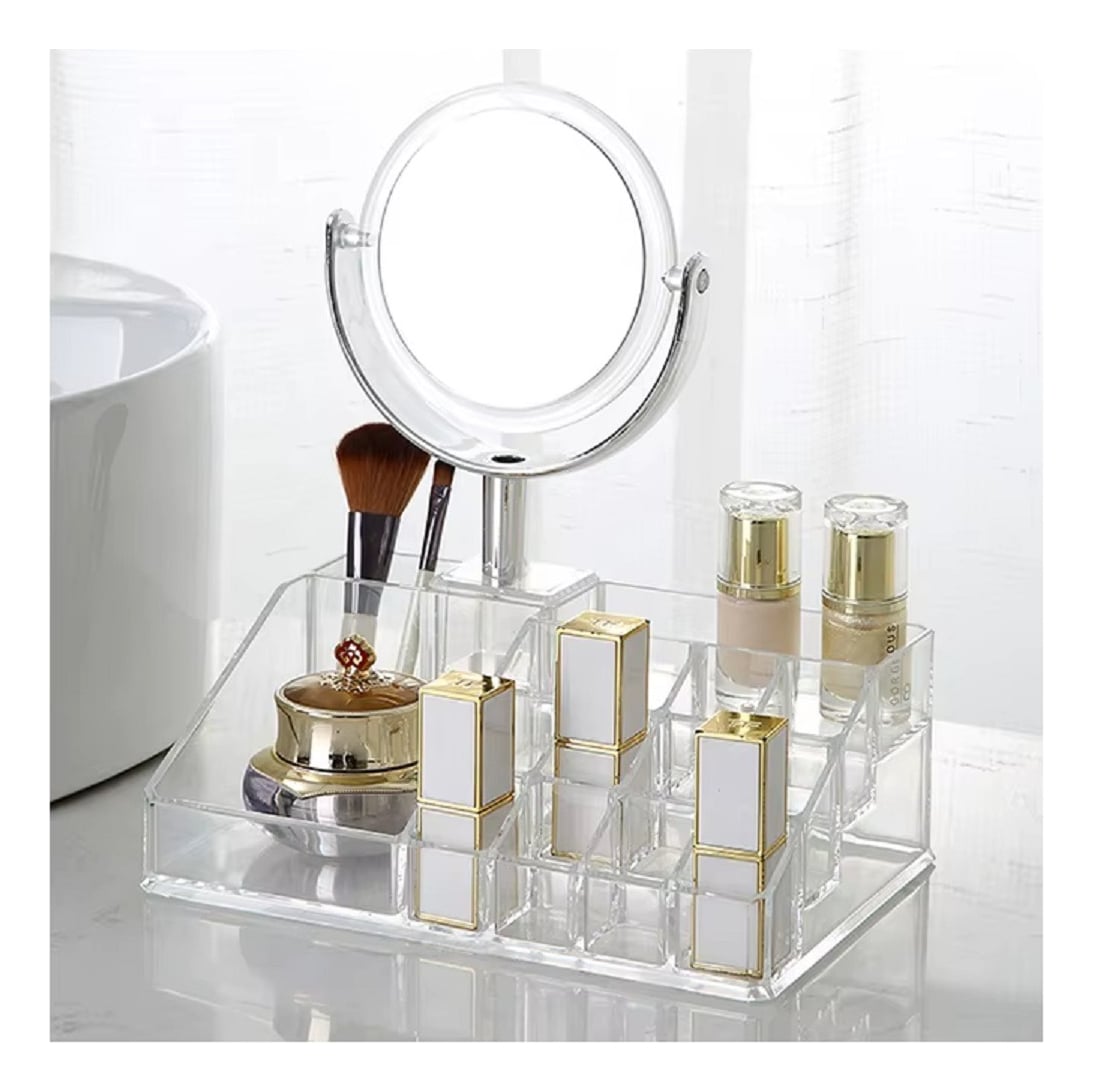 SET 2 COSMETIQUERO ORGANIZADOR MAQUILLAJE TOCADOR ESPEJO LAU - 5