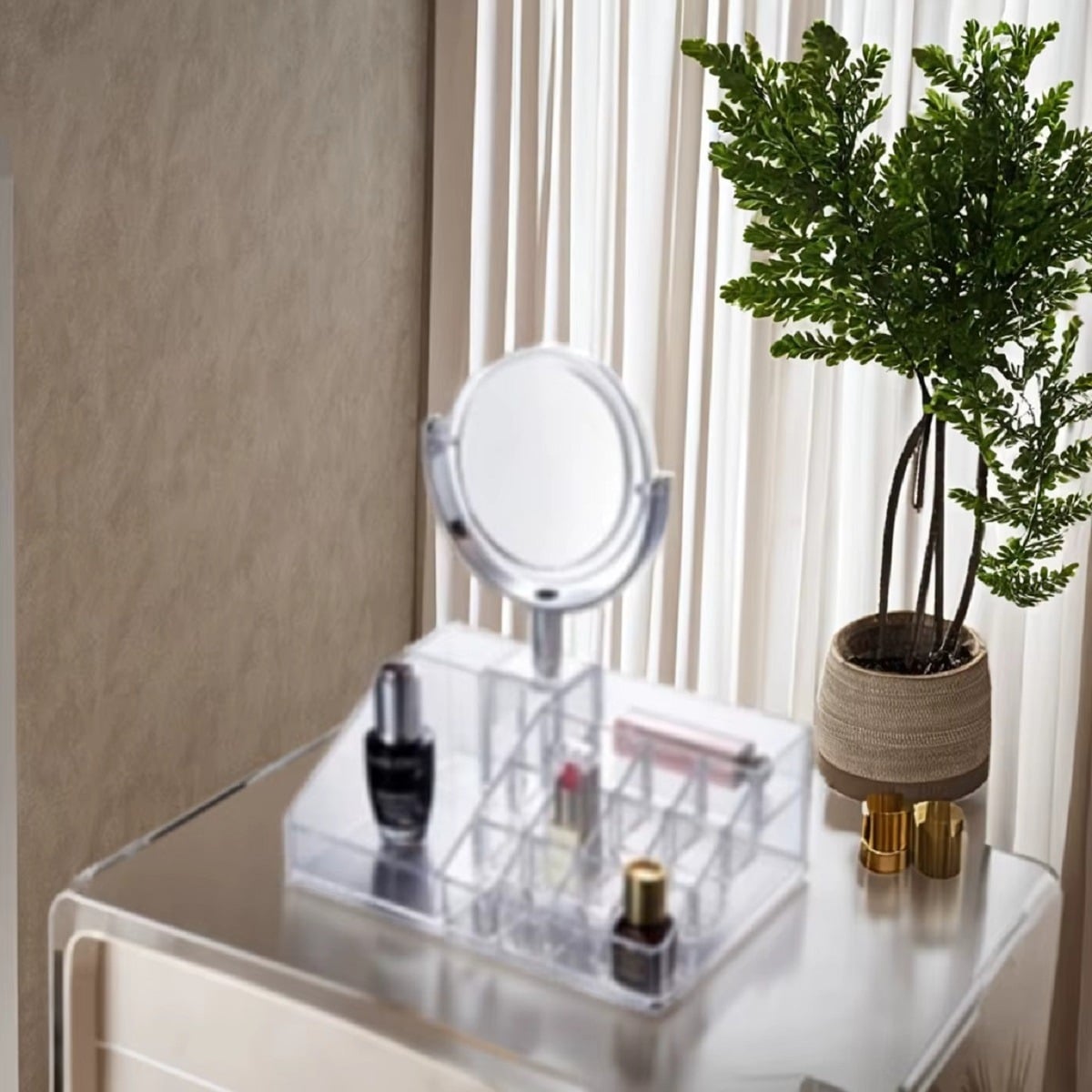 SET 2 COSMETIQUERO ORGANIZADOR MAQUILLAJE TOCADOR ESPEJO LAU - 10