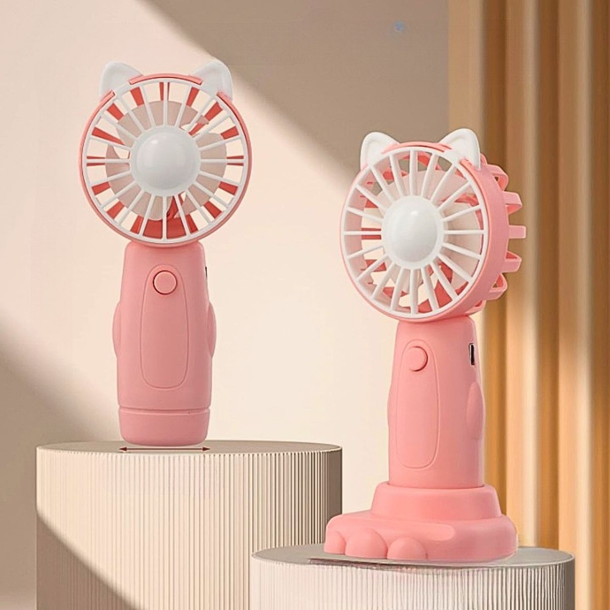 SET 3 MINI VENTILADOR OREJAS CONEJO GATO MANO PORTÁTIL LAU - 3