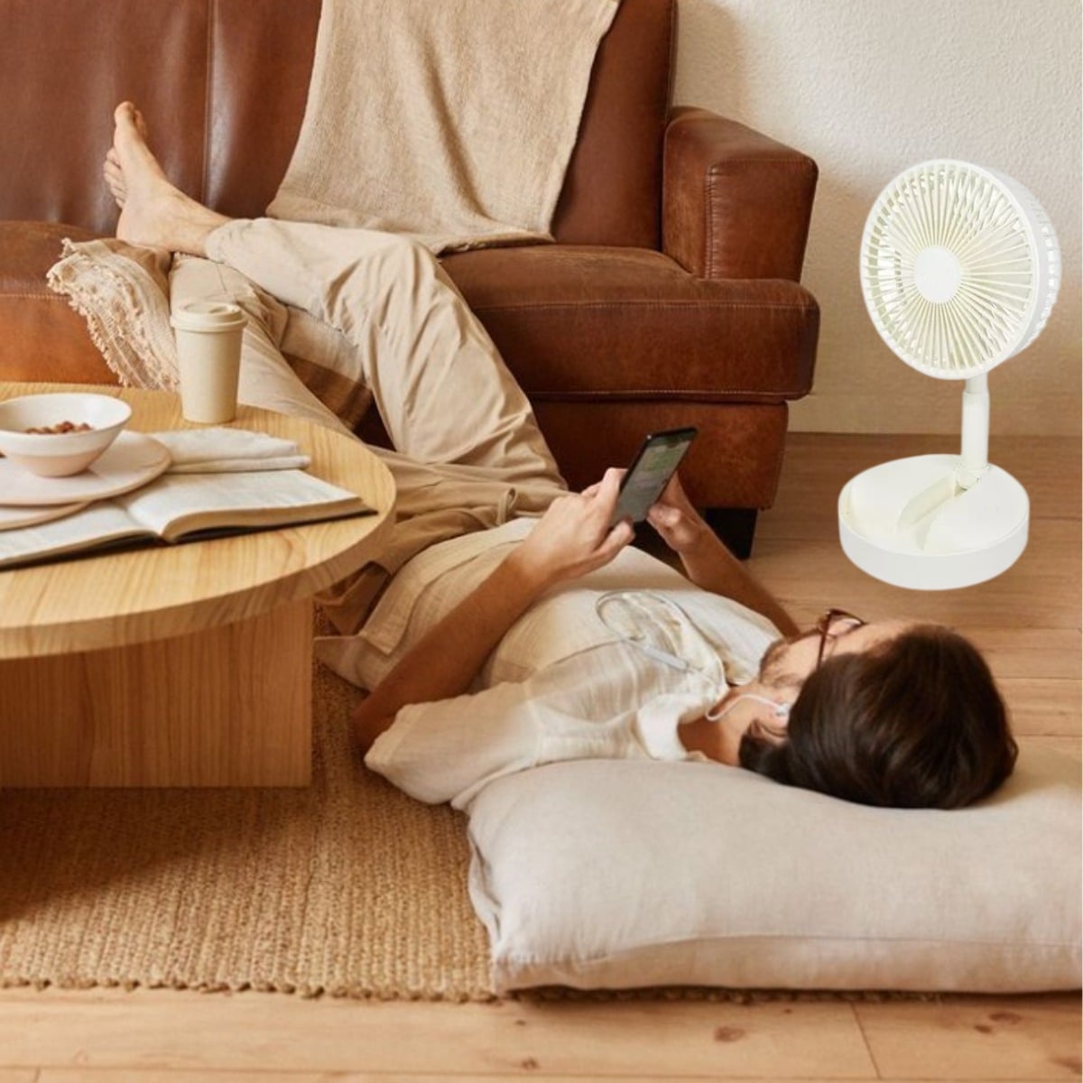 VENTILADOR PORTATIL ESCRITORIO AJUSTABLE RECARGABLE USB LAU - 5