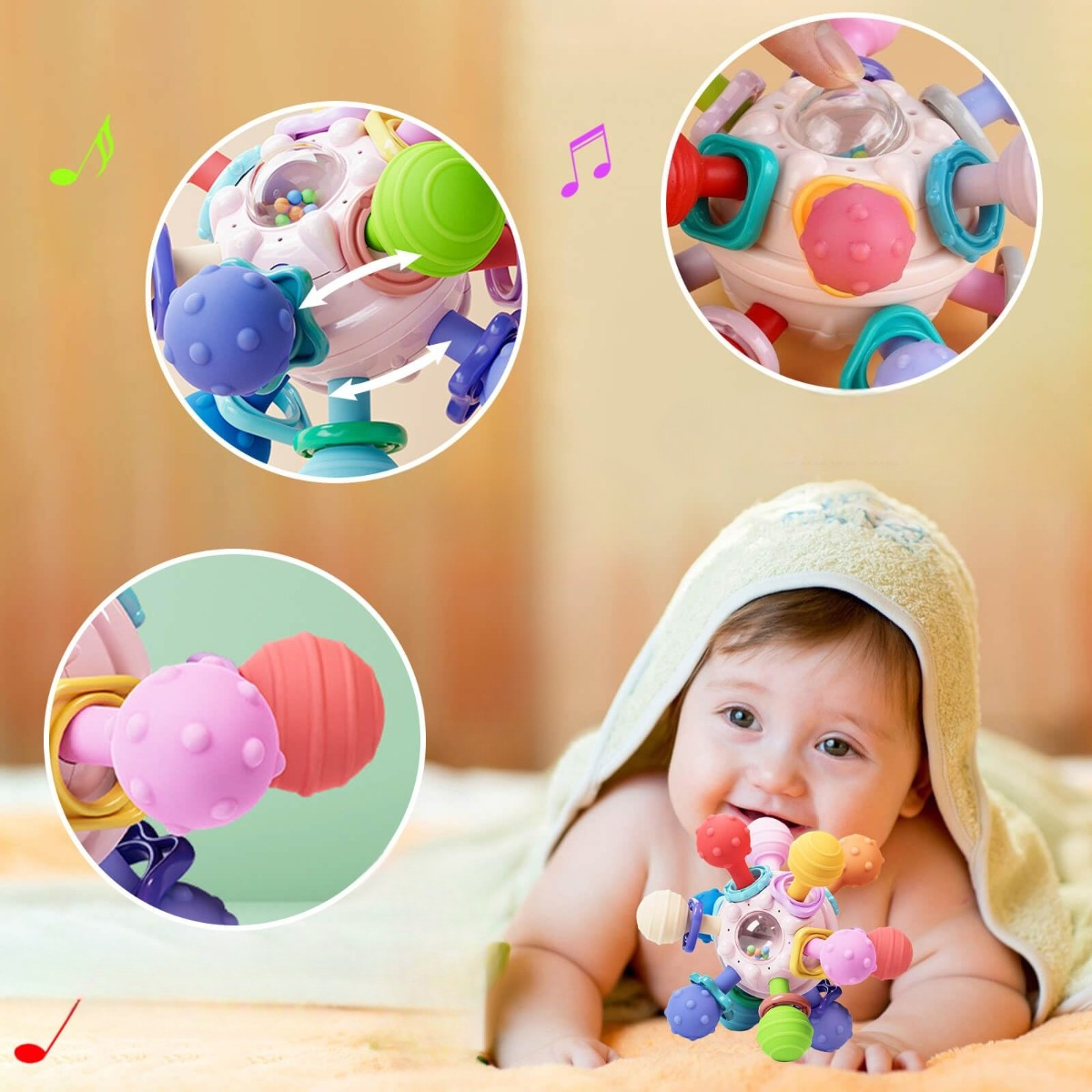 SET 2 JUGUETE SENSORIAL SILICONA MORDEDOR SONAJA BEBES LAU - 8