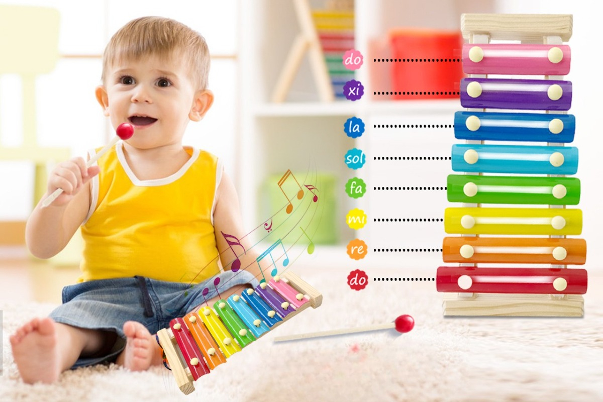 SET 3 JUGUETES DIDACTICO XILOFONO MULTICOLOR MADERA NIÑO LAU - 4