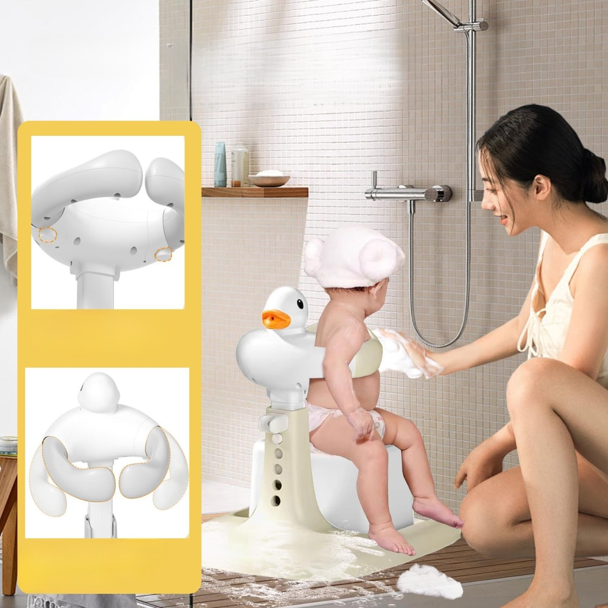 SILLA SOPORTE DUCHA TORRE AJUSTABLE PATO NIÑOS PEQUEÑOS LAU - 2