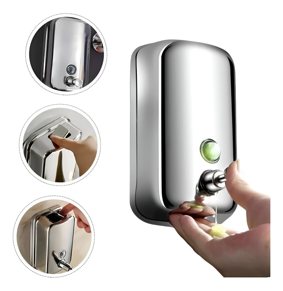 DISPENSADOR JABÓN PARED MODERNO 500ML BAÑO COCINA JHN - 3