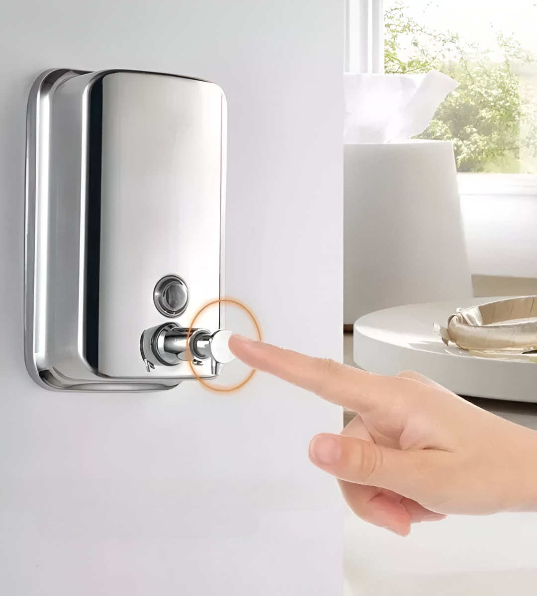 DISPENSADOR JABÓN PARED MODERNO 500ML BAÑO COCINA JHN - 7