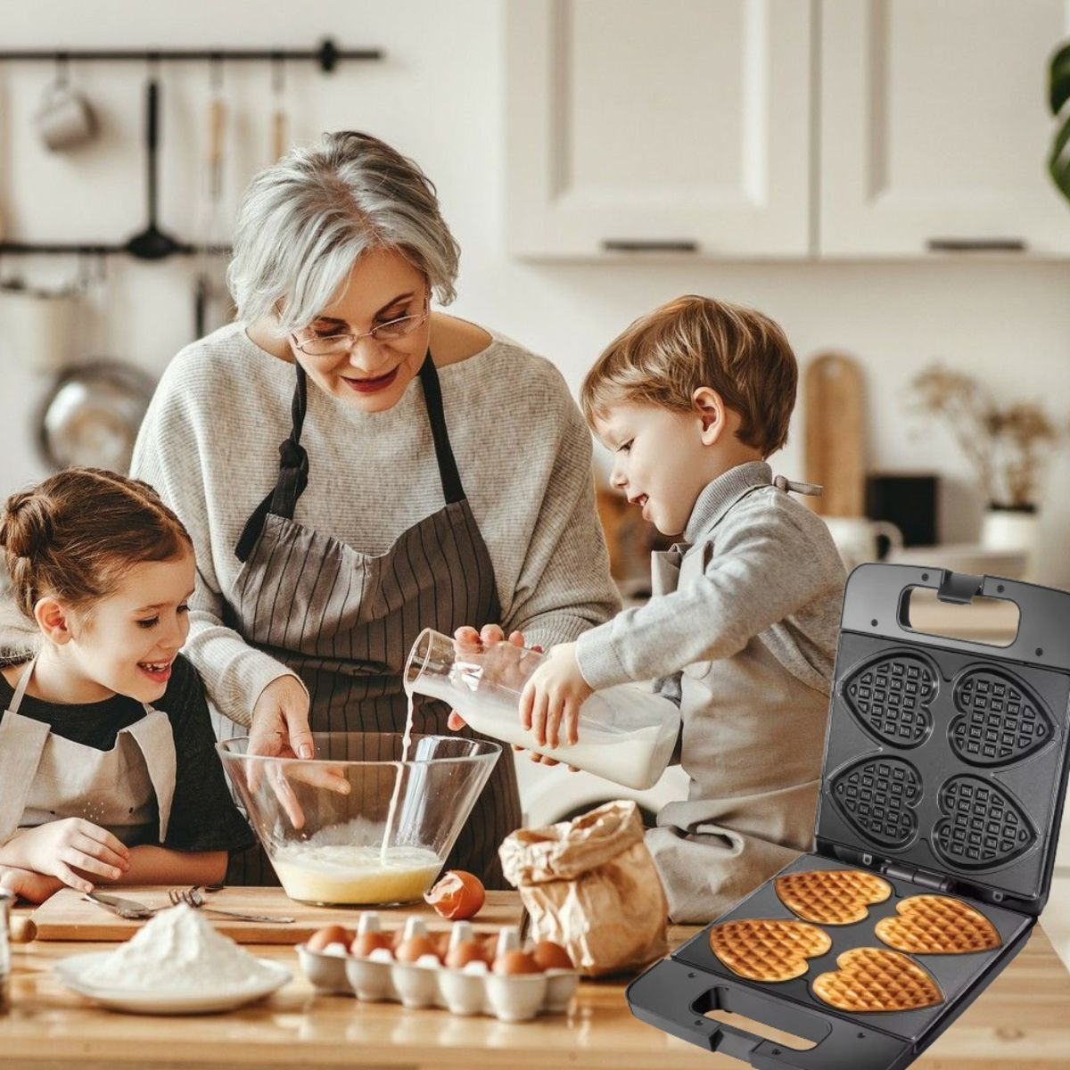 WAFFLERA GROFERA MULTIFUNCIONAL PLANCHA 1400W COCINA LAU - 6