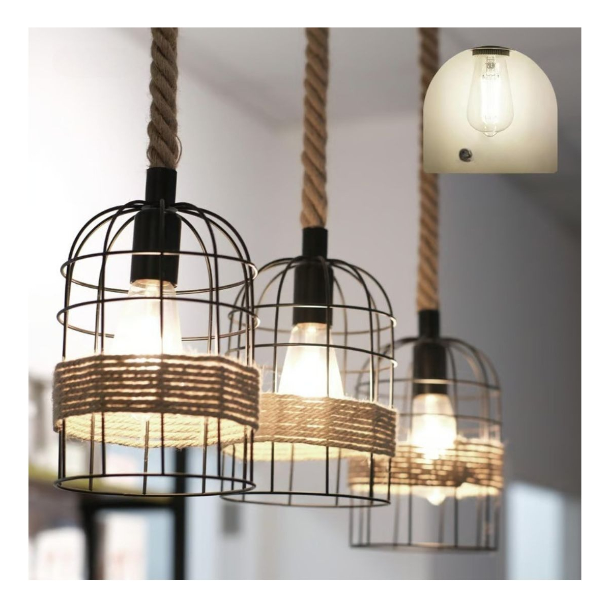 LAMPARA COLGANTE VINTAGE LOFT ARTESANAL BAR RESTAURANT LAU - 6