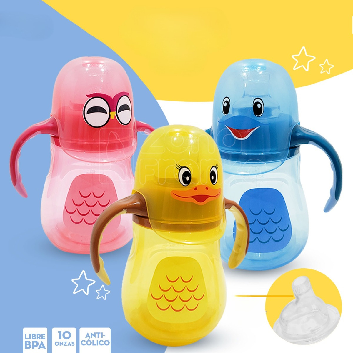 SET 2 MAMADERA AGARRE BOTELLA SILICONA 210 ML BEBES LAU - 8