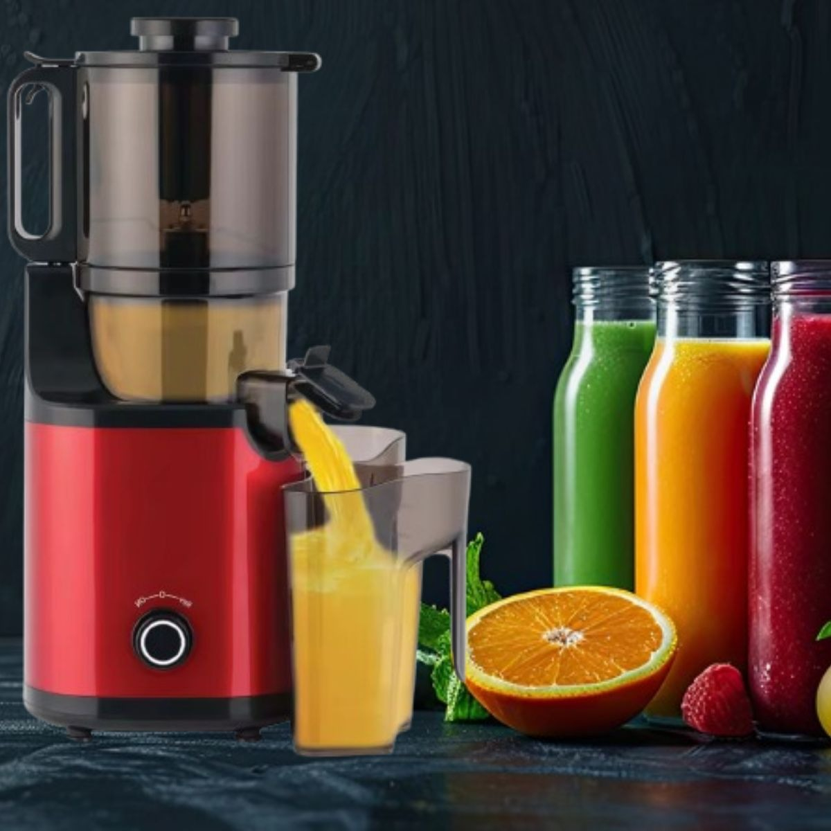 EXTRACTOR ZUMOS VERDURAS LICUADORA PRENSADO FRÍO TOLVA JHN - 2