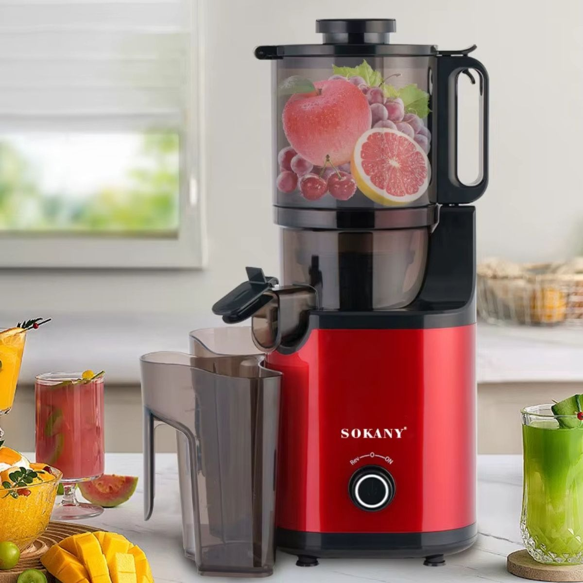 EXTRACTOR ZUMOS VERDURAS LICUADORA PRENSADO FRÍO TOLVA JHN - 10