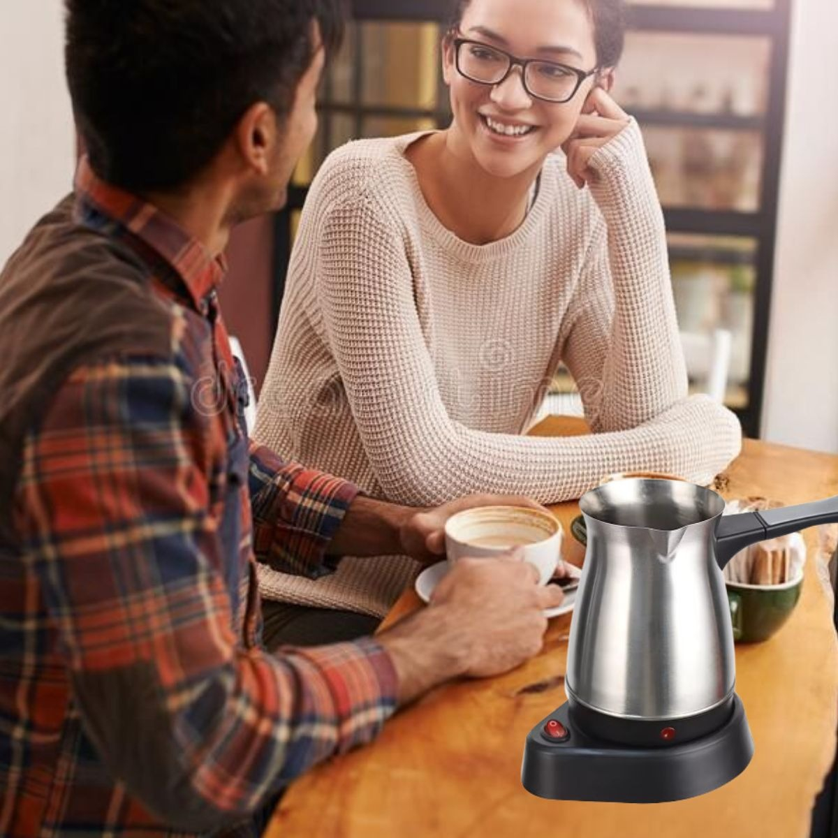 CAFETERA TURCA ELÉCTRICA 600W PROTECCIÓN DUAL PLEGABLE JHN - 8