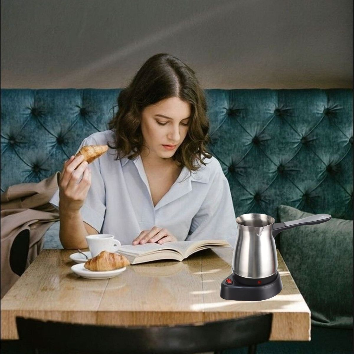CAFETERA TURCA ELÉCTRICA 600W PROTECCIÓN DUAL PLEGABLE JHN - 9