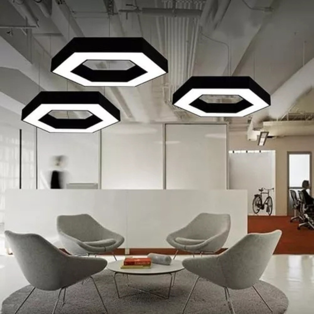LAMPARA COLGANTE HEXAGONAL LED MINIMALISTA HOGAR SALA LAU - 7