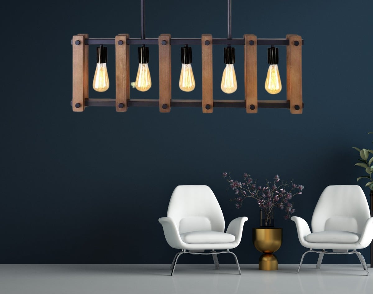 LAMPARA COLGANTE INDUSTRIAL MADERA ROBUSTA MODERNA LAU - 3