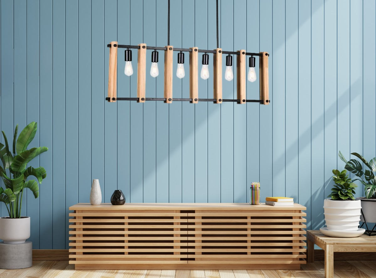 LAMPARA COLGANTE INDUSTRIAL MADERA ROBUSTA MODERNA LAU - 4