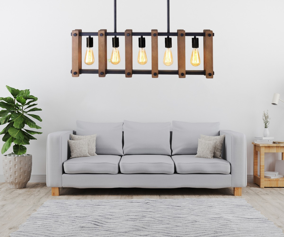 LAMPARA COLGANTE INDUSTRIAL MADERA ROBUSTA MODERNA LAU - 9