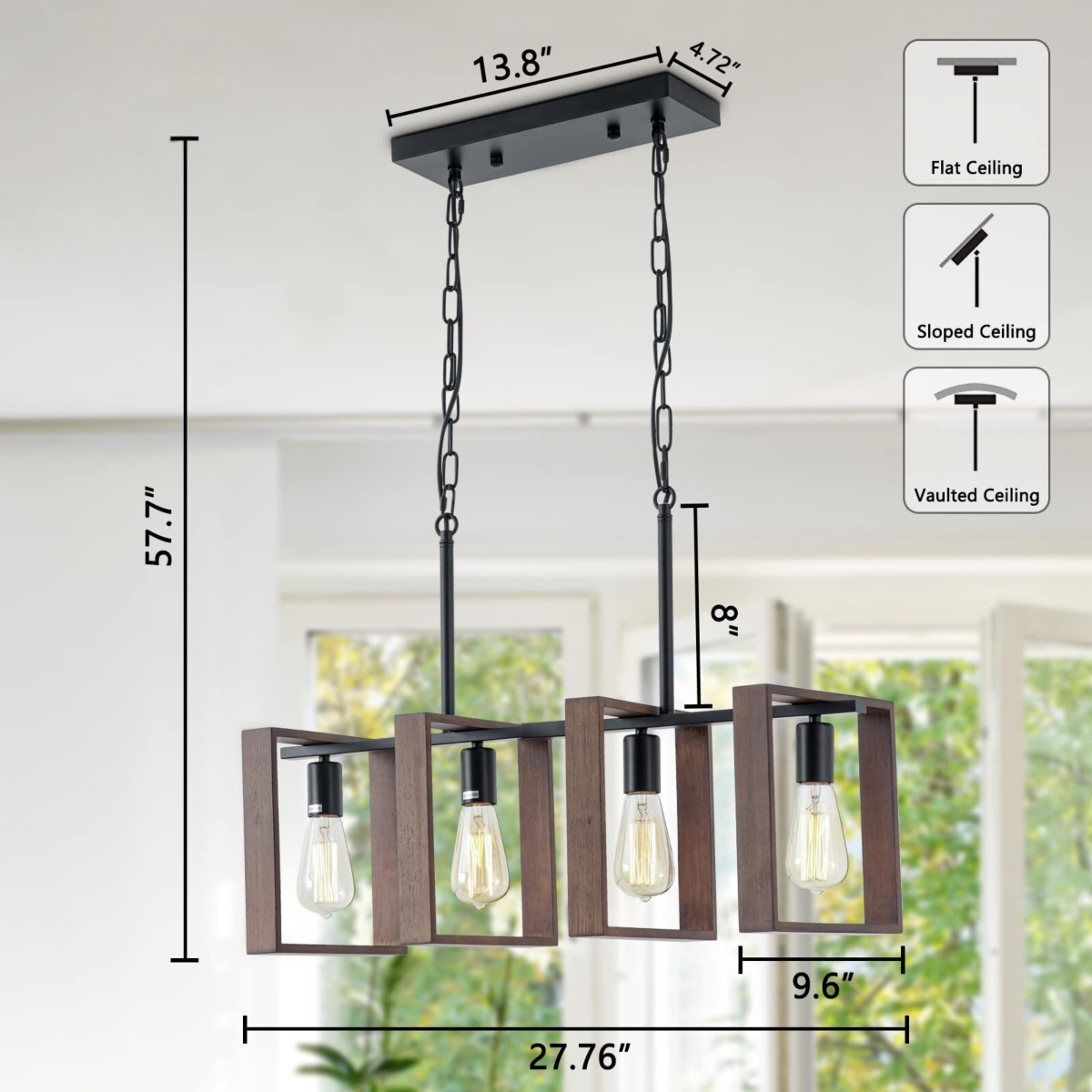 LAMPARA COLGANTE CANDELABRO RUSTICA 4 LUCES COMEDOR LAU - 10