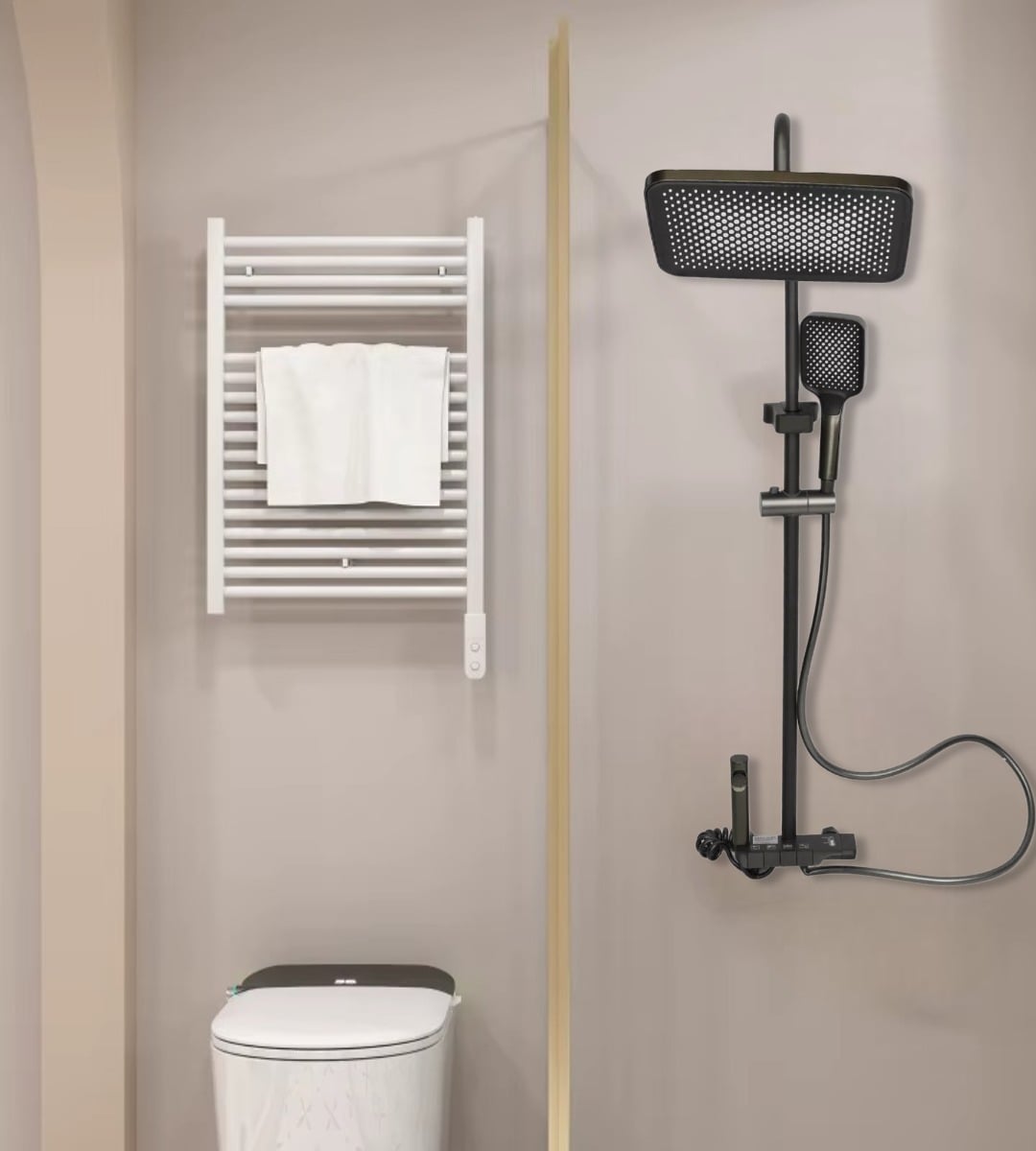 REGADERA DUCHA CUADRADA COLUMNA ALTA PRESIÓN SPRAY 4EN1 JHN - 2