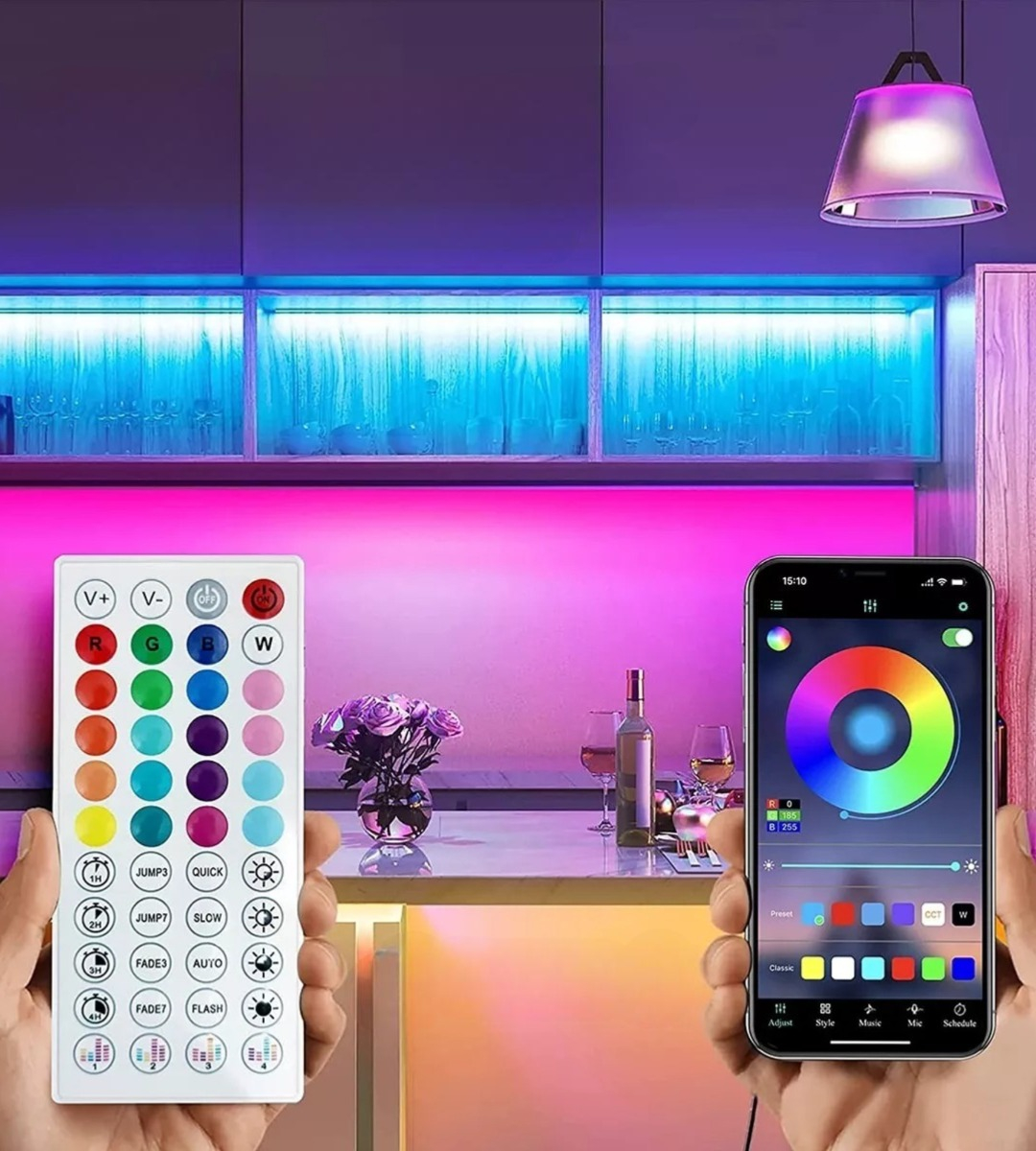 CINTA DECORACTIVA LED RGB ILUMINACIÓN 5M WIRELESS JHN - 9