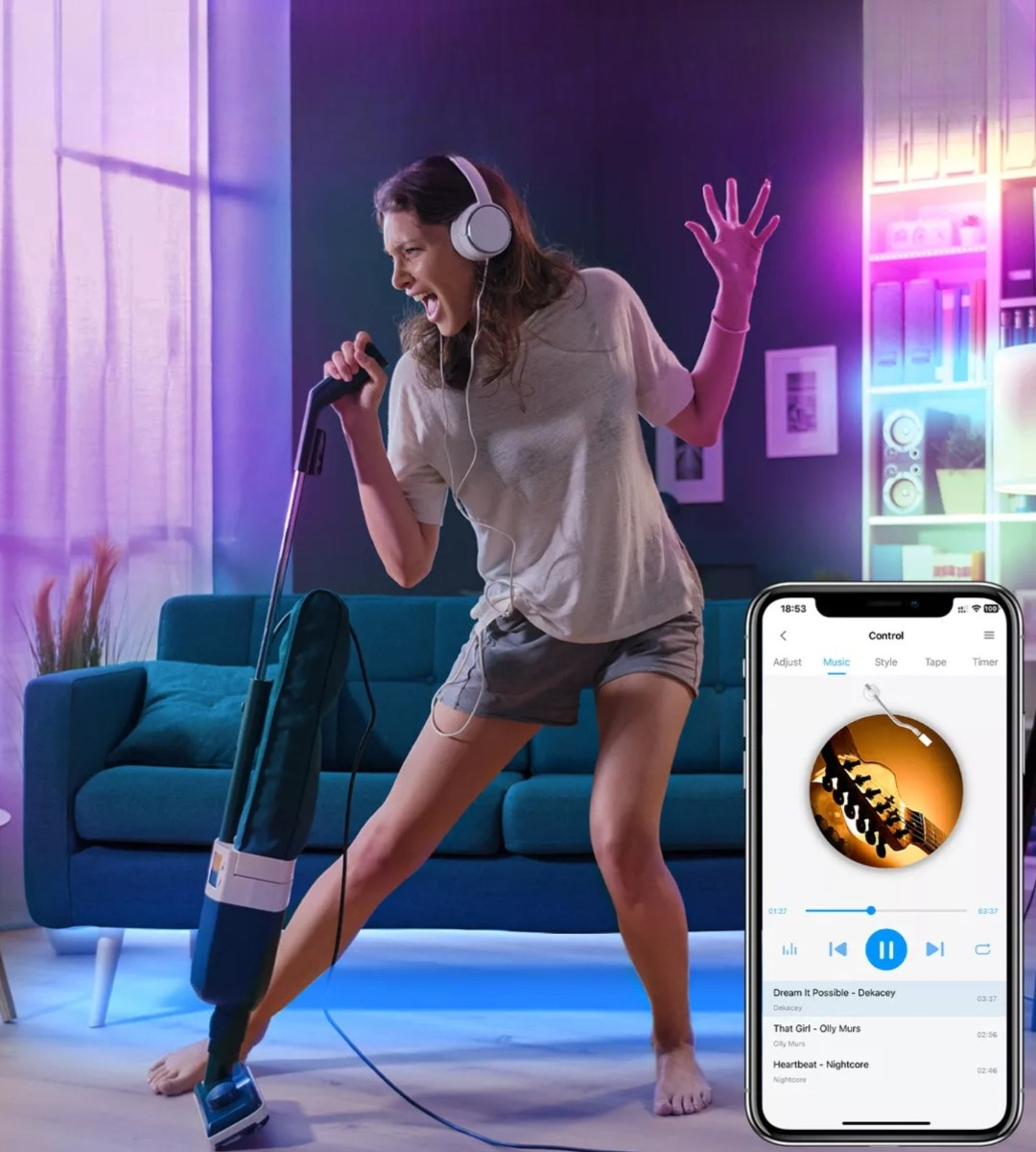 CINTA DECORACTIVA LED RGB ILUMINACIÓN 5M WIRELESS JHN - 10