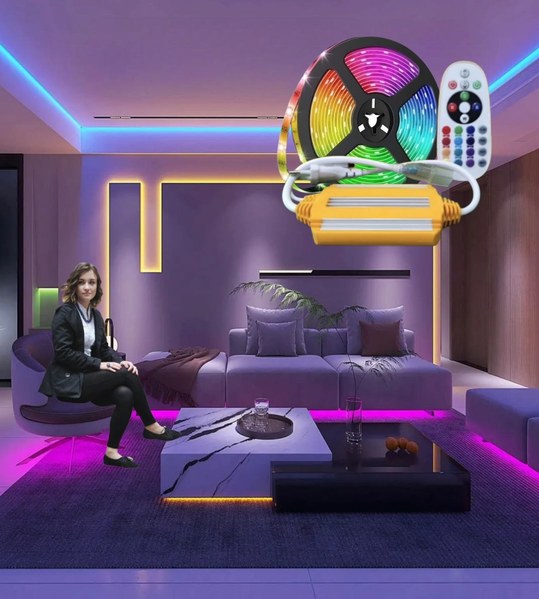 CONTROLADOR ILUMINADOR LED RGB MANGUERA CONTROL REMOTO JHN - 9