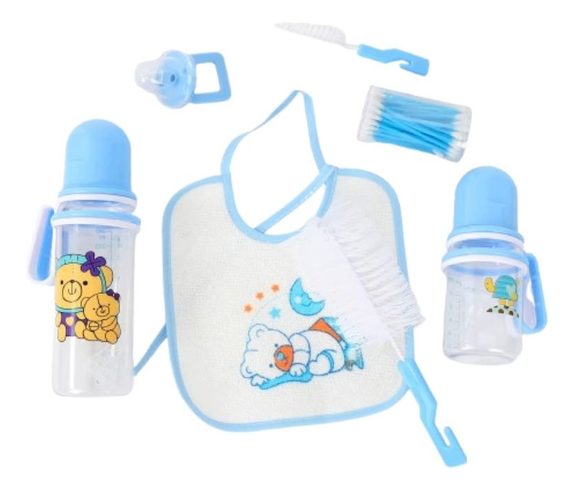 SET 2 MAMADERAS BIBERONES + 3 PIEZAS REGALO BEBES LAU - 1