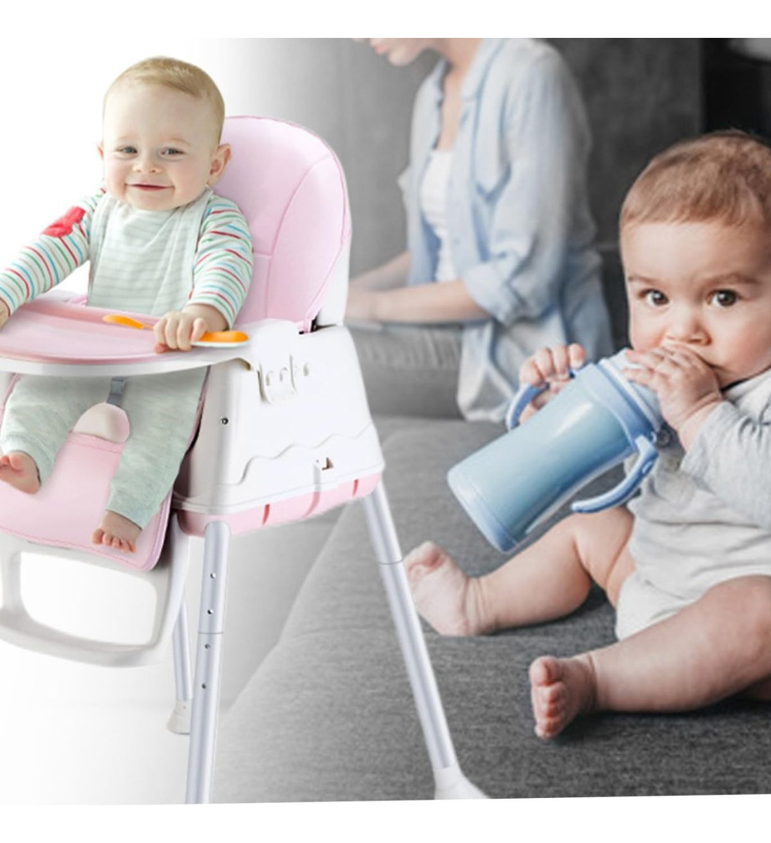 SILLA DE COMER ALTA PLEGABLE 3 EN 1 BEBES MULTIFUNCIONAL LAU - 7