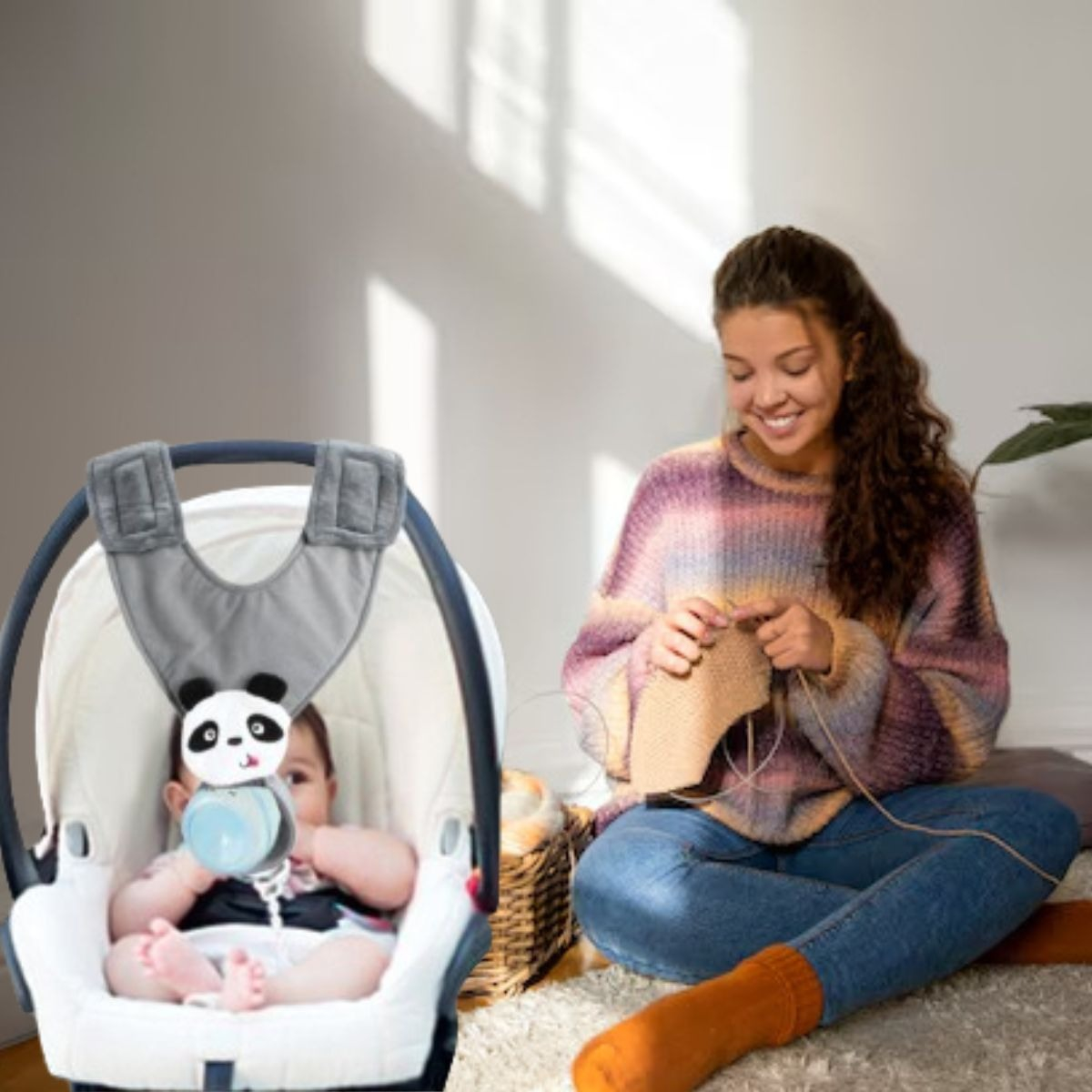SET 2 SOPORTE MAMADERA BIBERON CORREA AJUSTABLE BEBE LAU - 7