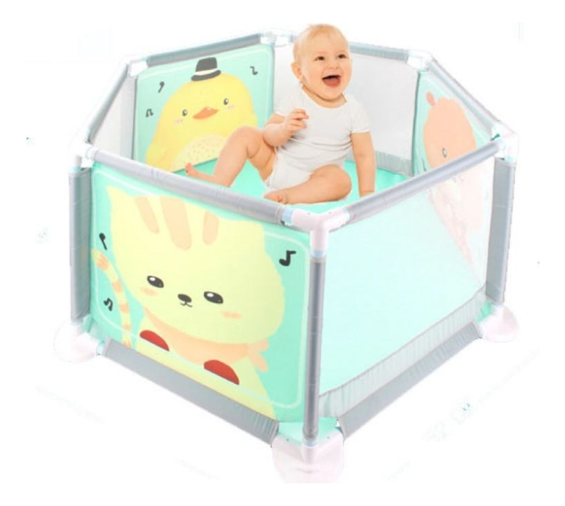 CORRAL HEXAGONAL 1M PLEGABLE PORTATIL SEGURO PARA BEBE LAU - 1
