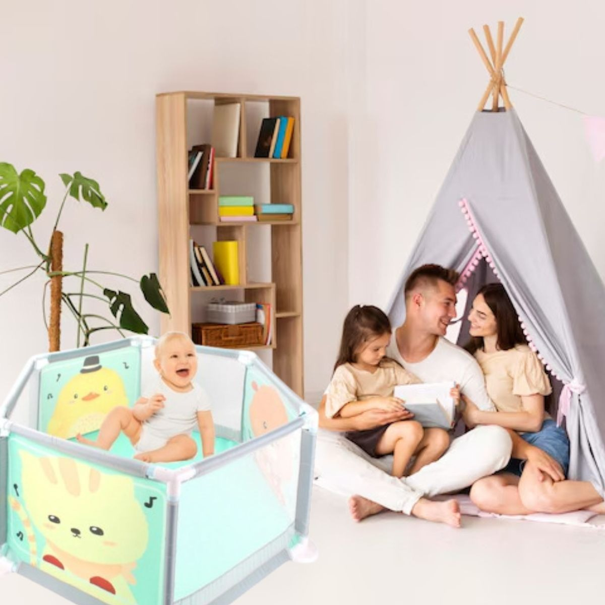 CORRAL HEXAGONAL 1M PLEGABLE PORTATIL SEGURO PARA BEBE LAU - 5