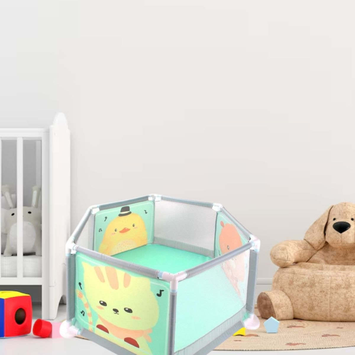 CORRAL HEXAGONAL 1M PLEGABLE PORTATIL SEGURO PARA BEBE LAU - 6