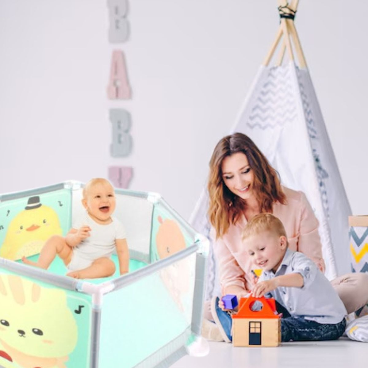 CORRAL HEXAGONAL 1M PLEGABLE PORTATIL SEGURO PARA BEBE LAU - 10