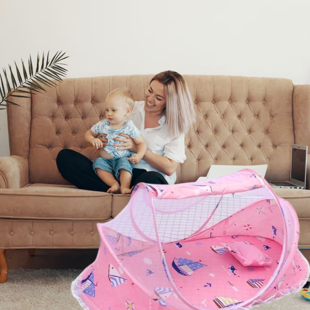 CUNA MOISES PLEGABLE PORTATIL CON MOSQUITERO PARA BEBE LAU - 4