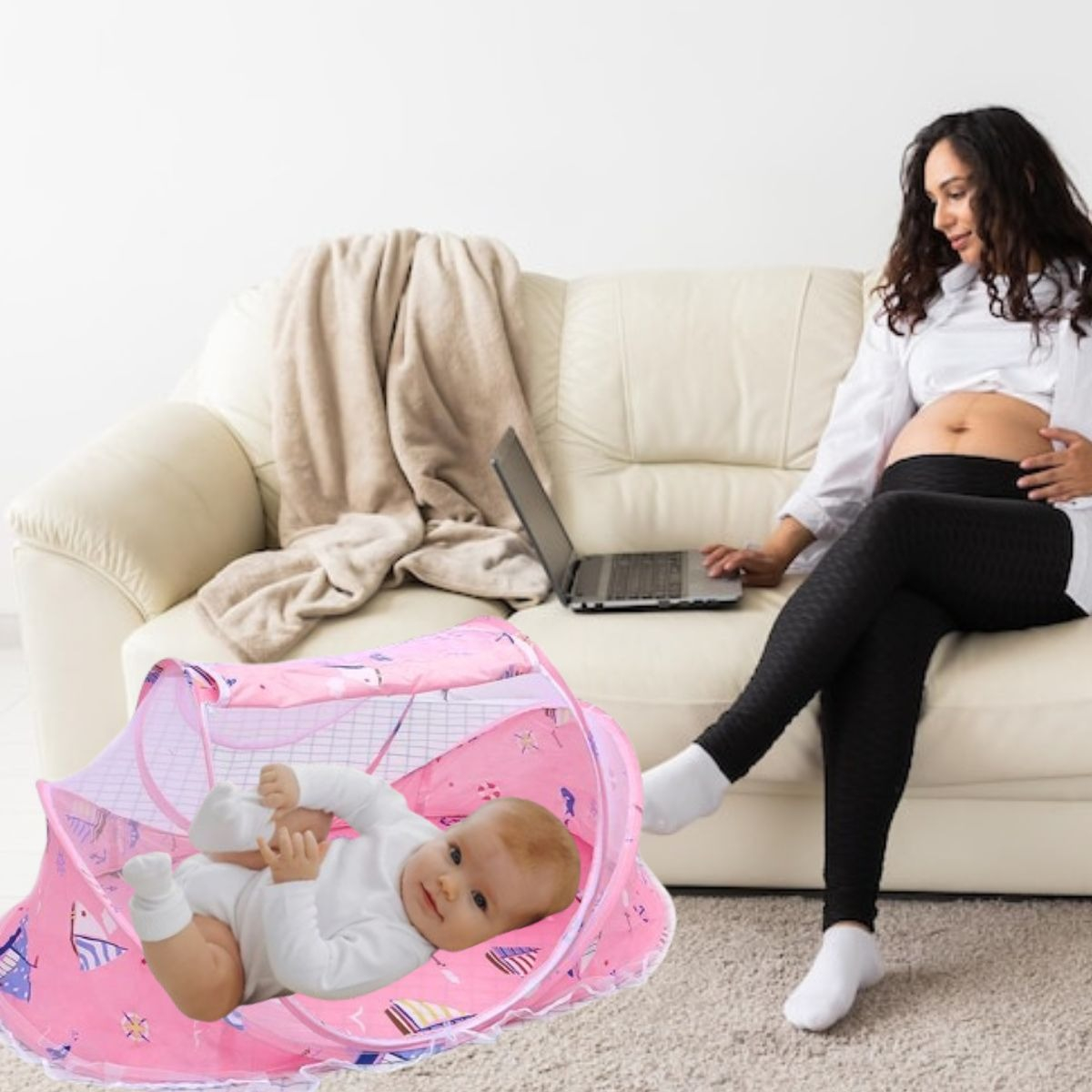 CUNA MOISES PLEGABLE PORTATIL CON MOSQUITERO PARA BEBE LAU - 7