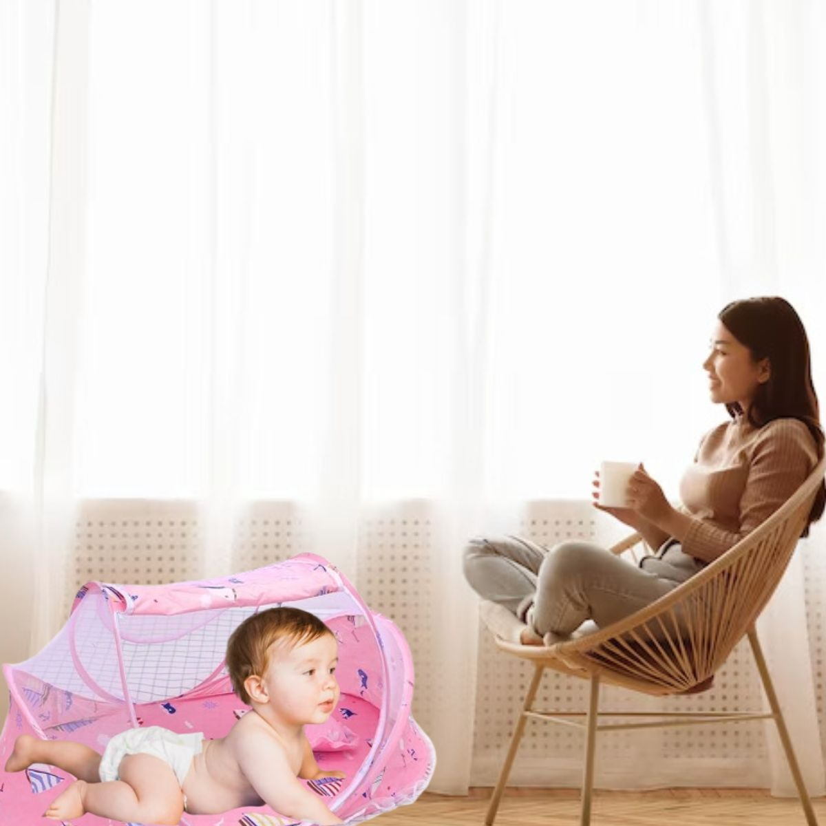 CUNA MOISES PLEGABLE PORTATIL CON MOSQUITERO PARA BEBE LAU - 10