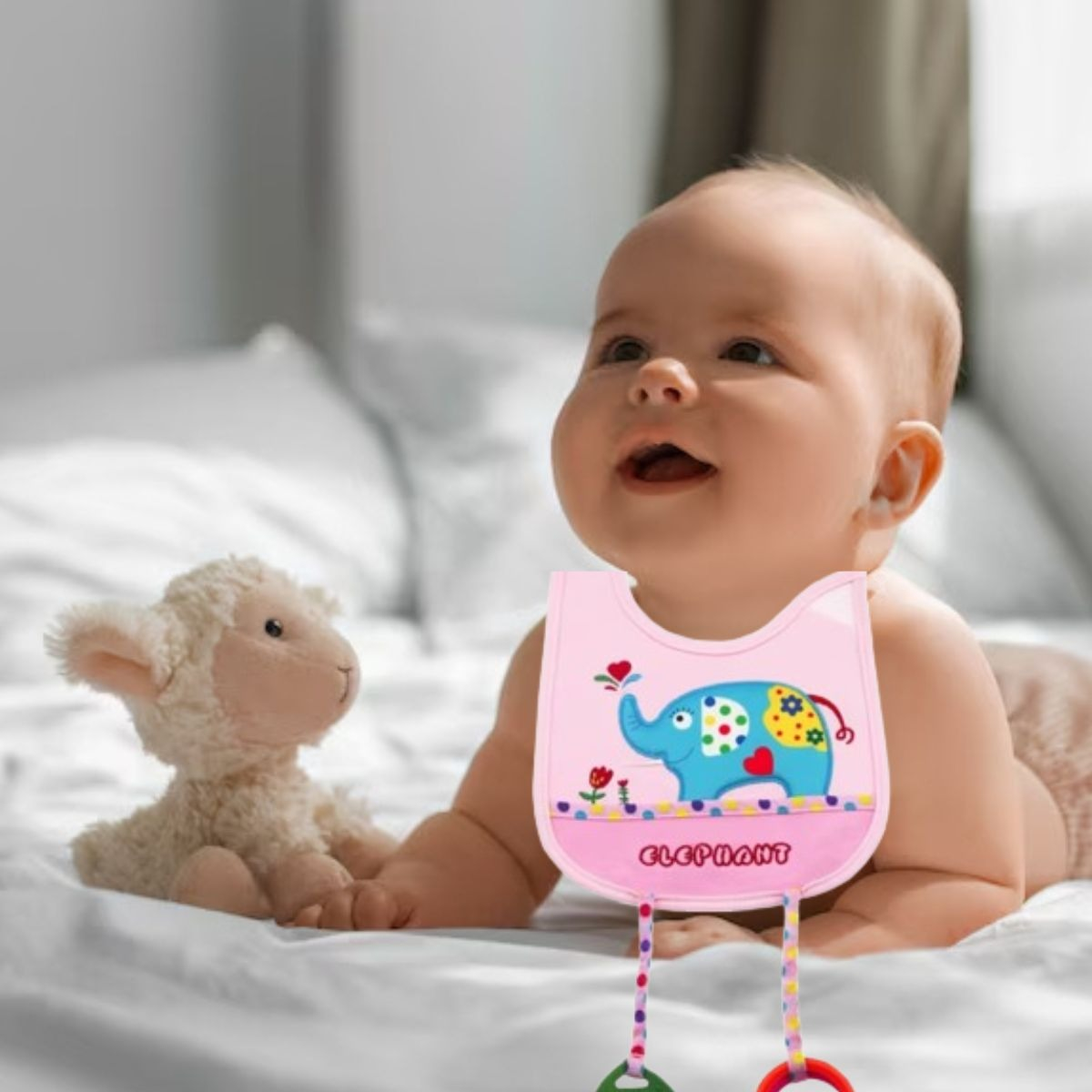 SET 3 BABEROS CON MORDEDORA DISEÑOS DIVERTIDOS BEBES LAU - 2