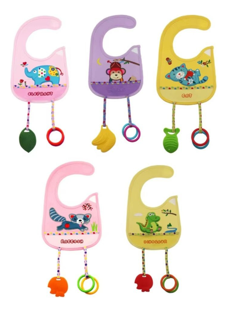 SET 3 BABEROS CON MORDEDORA DISEÑOS DIVERTIDOS BEBES LAU - 3