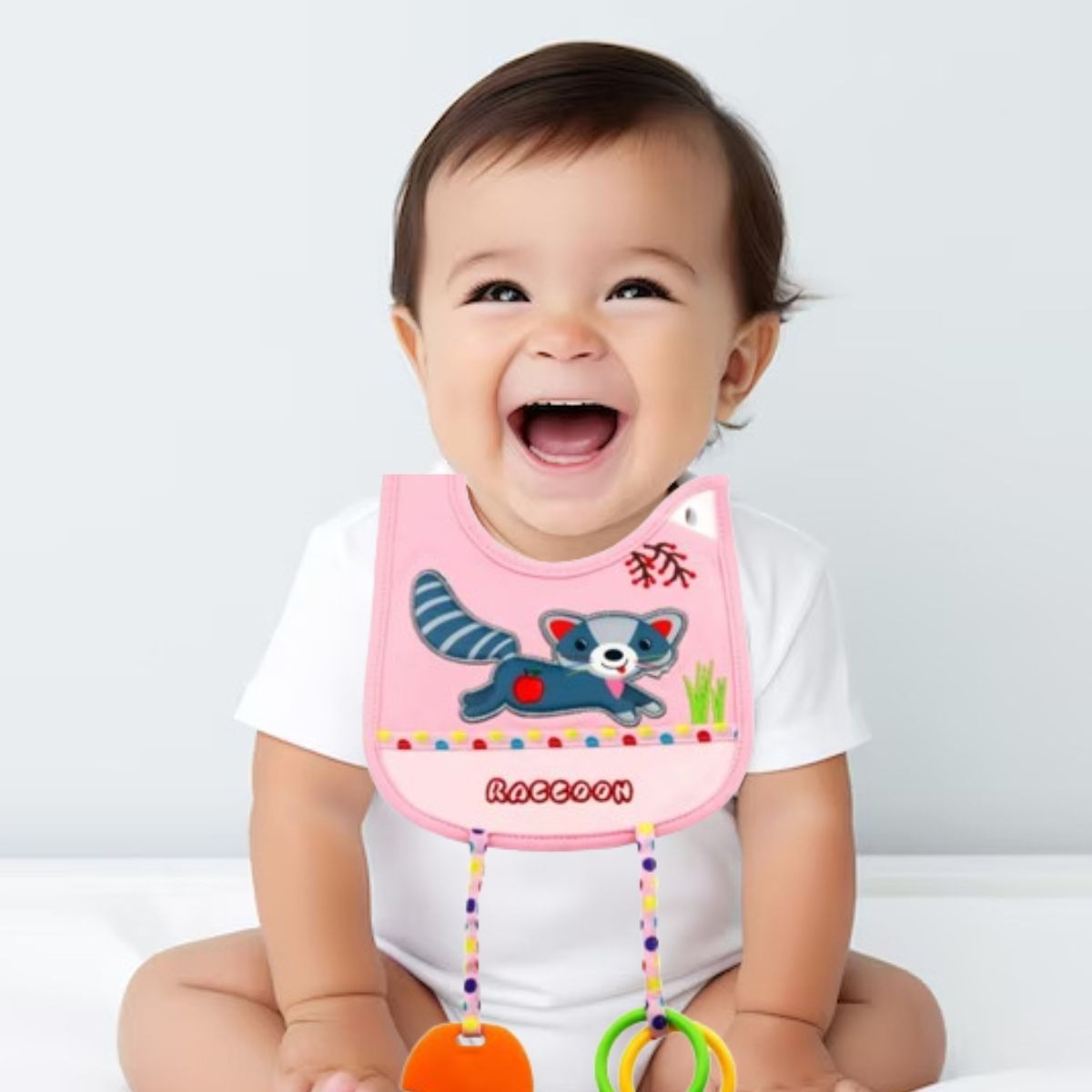 SET 3 BABEROS CON MORDEDORA DISEÑOS DIVERTIDOS BEBES LAU - 4