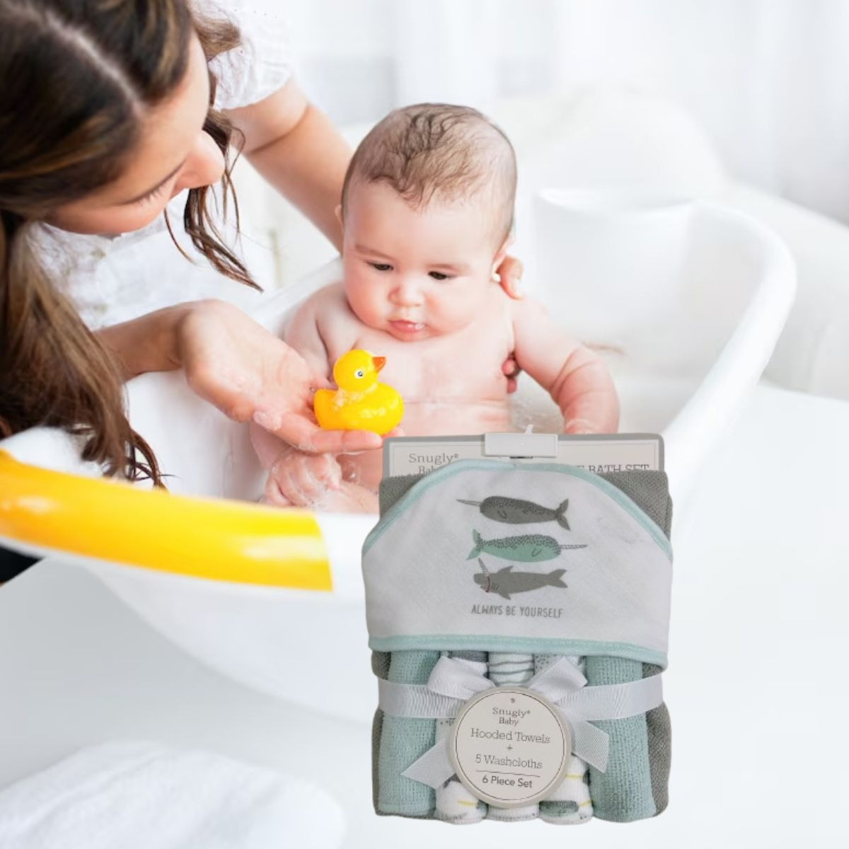 SET DE TOALLAS CON CAPUCHA COLORES PASTELES BEBE LAU - 2