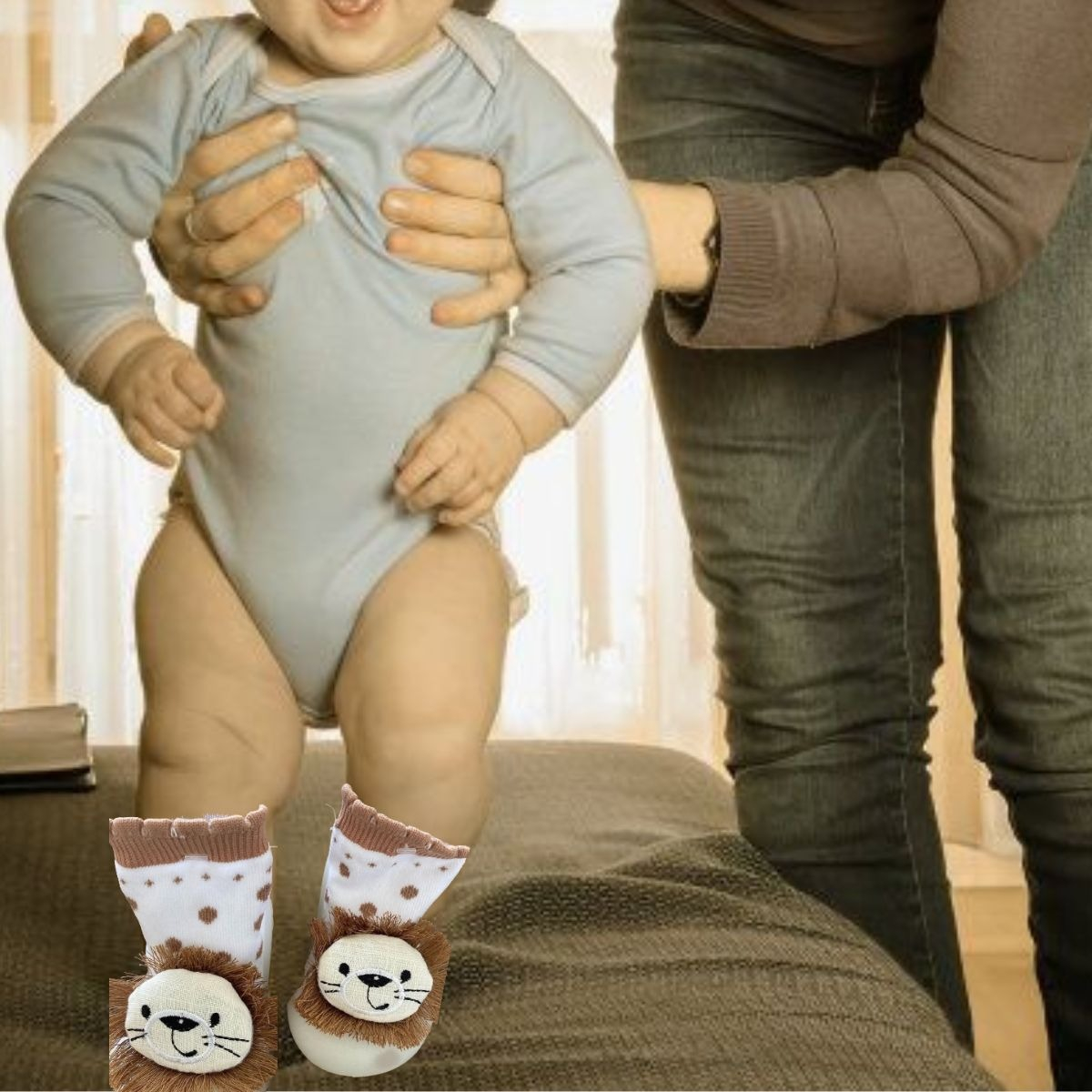 SET 2 CALCETINES FORMA PANTUFLAS ANTIDESLIZANTE BEBE LAU - 9