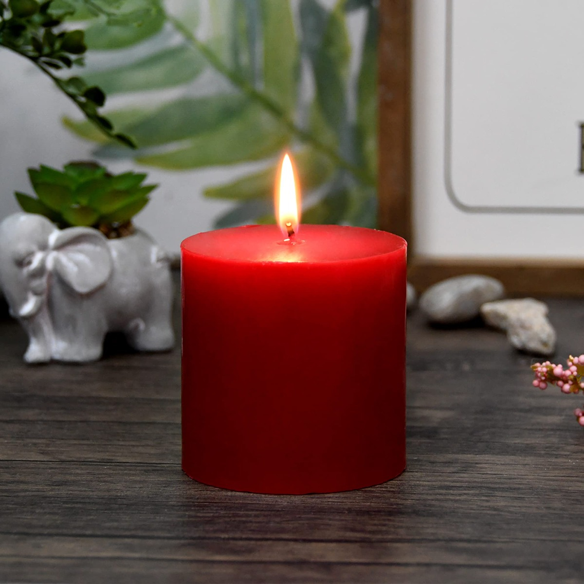 SET 3 VELAS VELONES COLOR ROJO CALIDEZ HOGAR DECORA LAU - 7