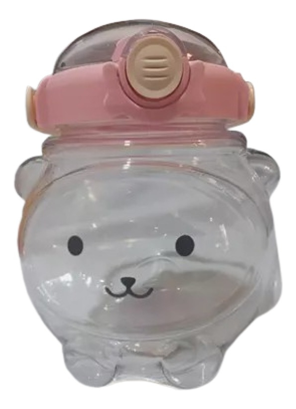 BOTELLA DE AGUA OSO PAJILLA PLASTICA PORTATIL NIÑOS LAU - 1