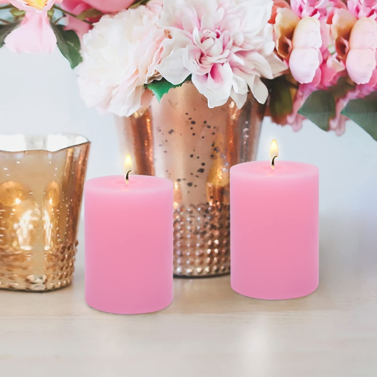 SET 3 VELAS VELONES ROSA SPA BODAS HOGAR DECORA LAU - 4
