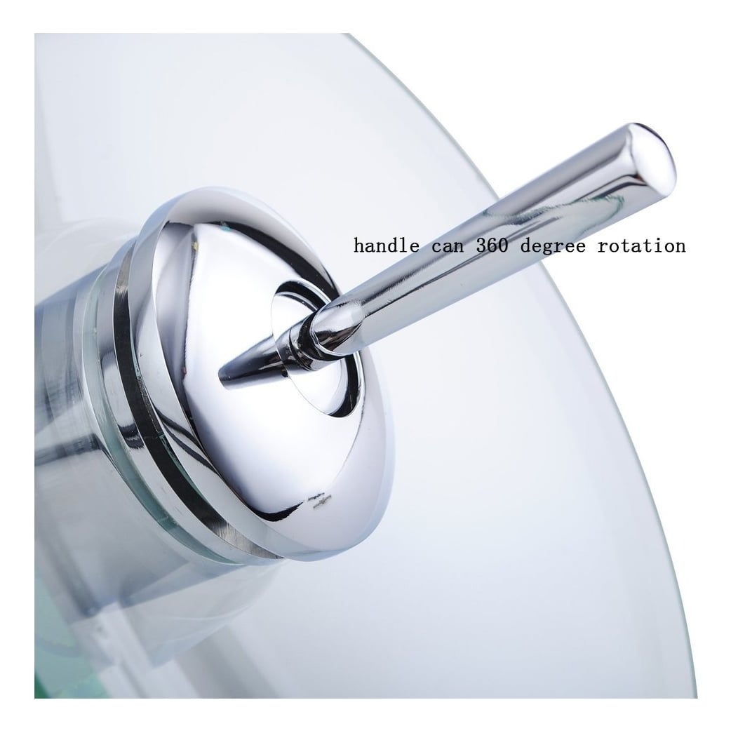 GRIFO CASCADA MEZCLADOR LAVABO BAÑO CIRCULAR VIDRIO LAU - 2