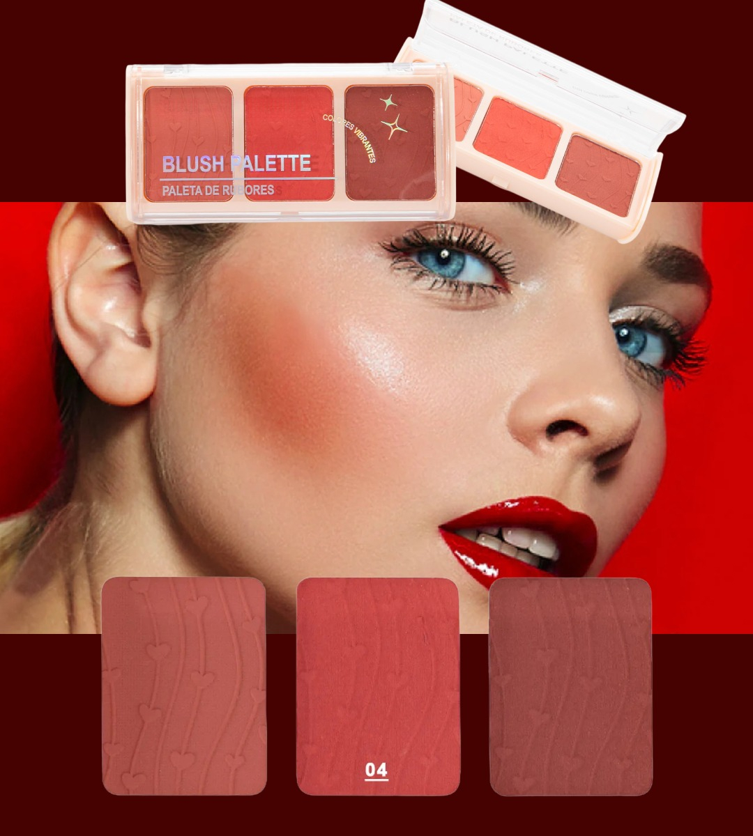 SET 3 RUBOR POLVO 3 COLORES FRESCO RADIANTE DURADERO JHN - 4