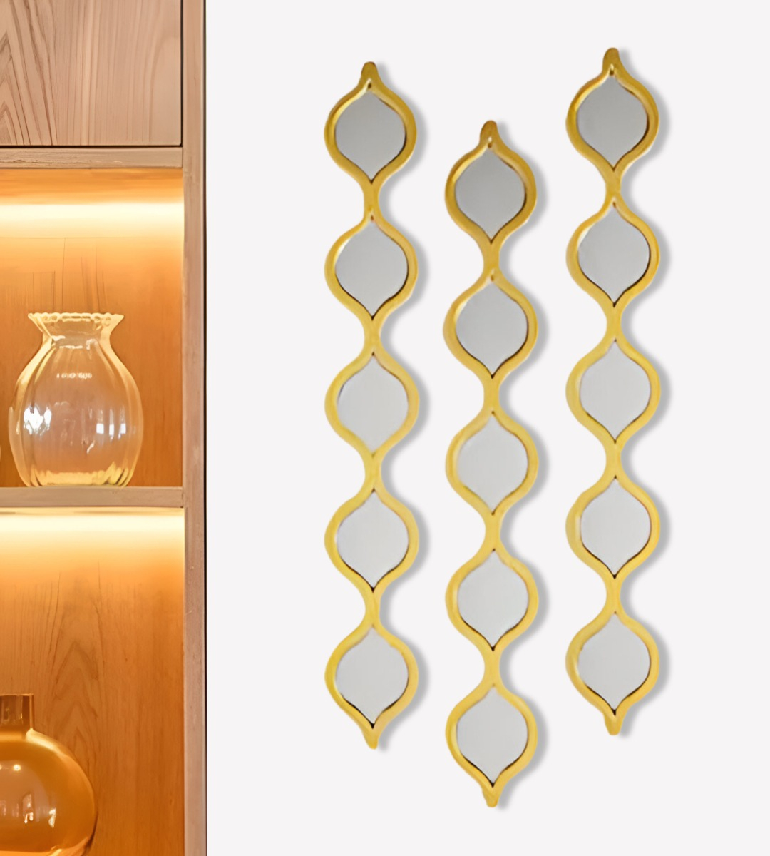 ESPEJO PARED DECORATIVO LLUVIA LÁGRIMAS ONDAS ARABESCAS JHN - 9