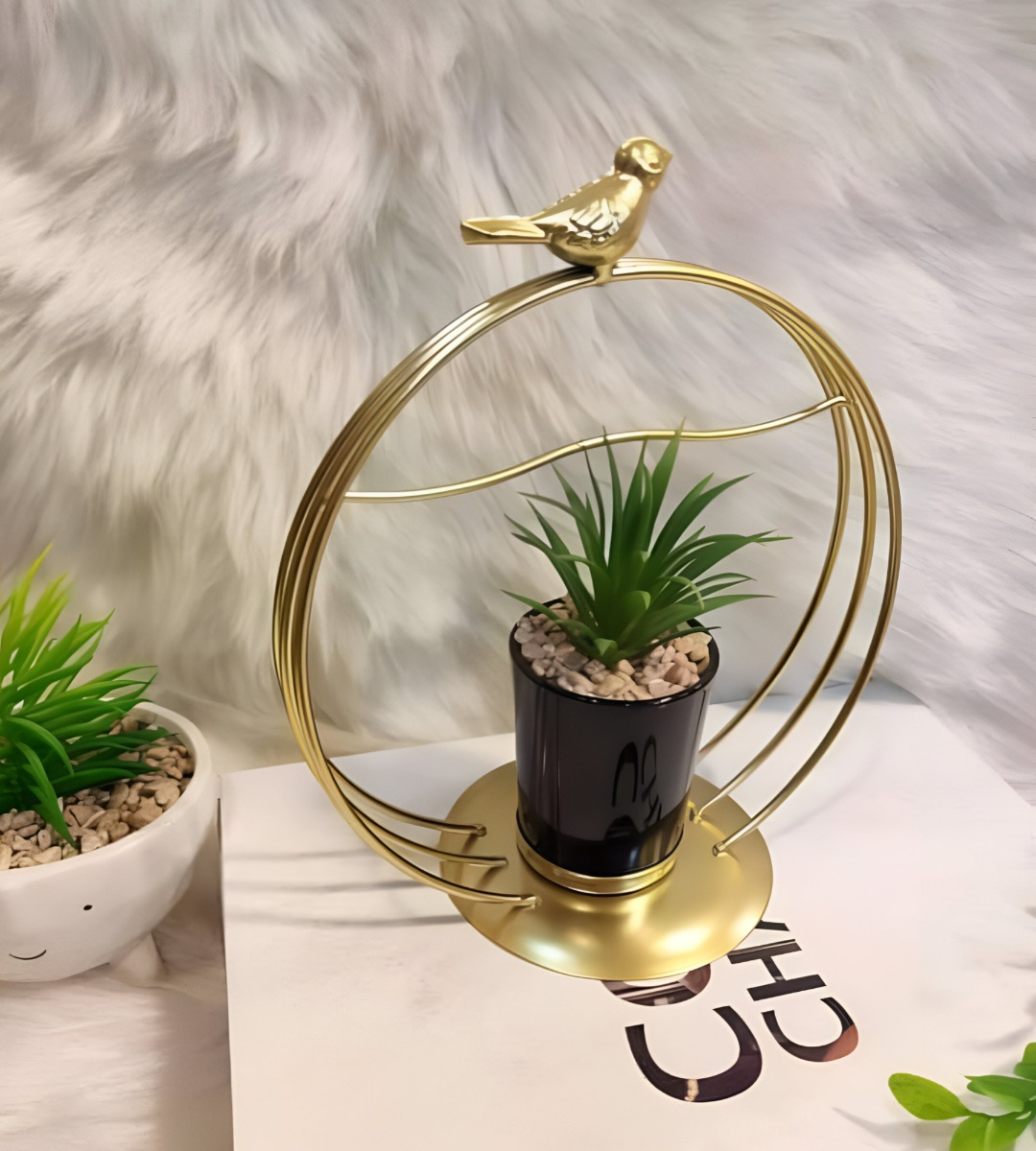 MACETA FLORES DISEÑO PÁJARO REDONDO MODERNO DECORACIÓN JHN - 2
