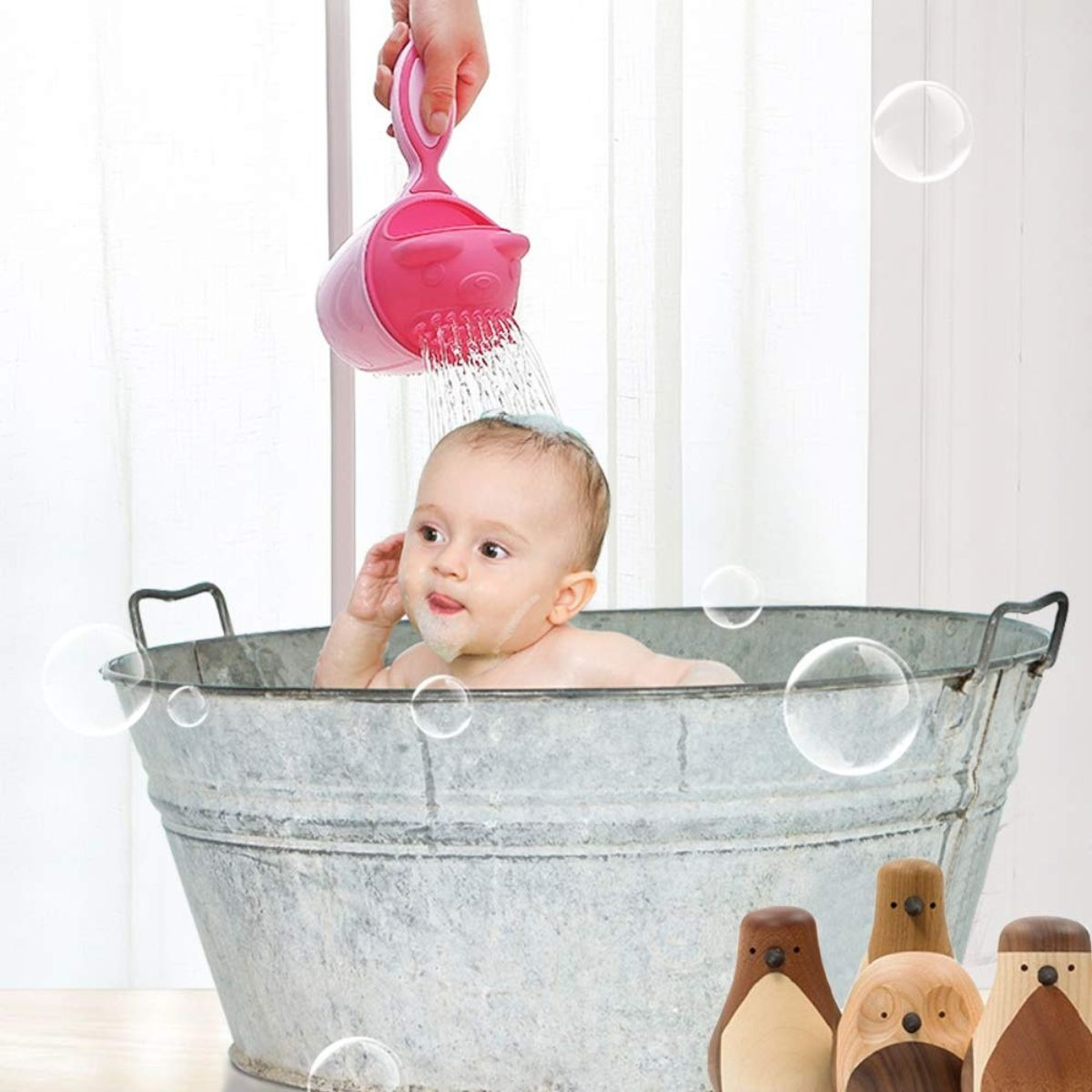SET 6 JUGUETE TAZA ENJUAGUE CHAMPU FORMA CASCADA SUAVE LAU - 4